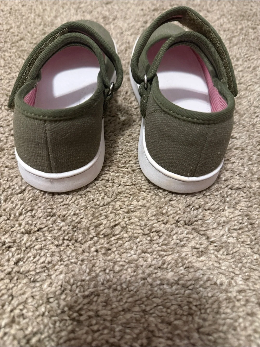 L”Amour Kids Olive Green Mary Jane Canvas Shoes